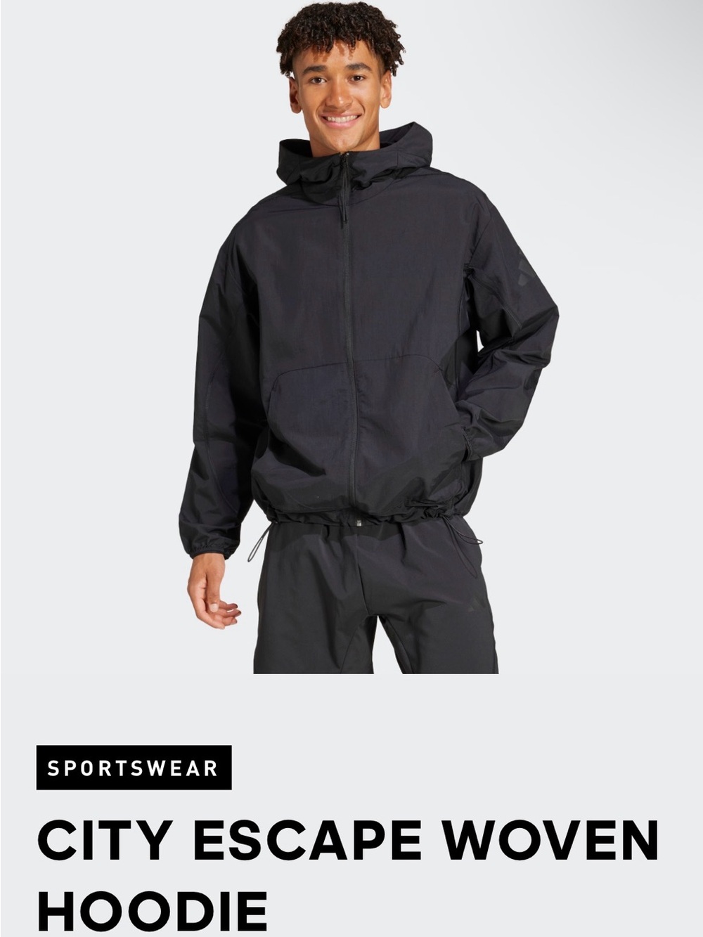 adidas Black Windbreaker Hoodie Jacket